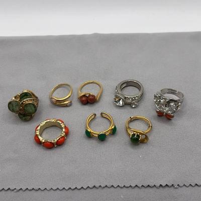 Costume Rings, Faux Jade and Coral 