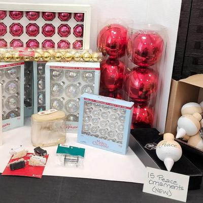 Glass & Wood Tree Ornaments (Unused)