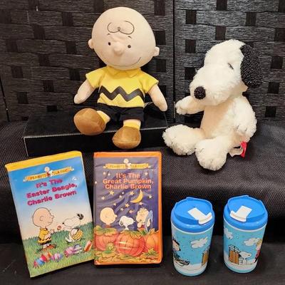 Charlie Brown & Snoopy Plushies, VHS Peanuts Classics, Tumblers