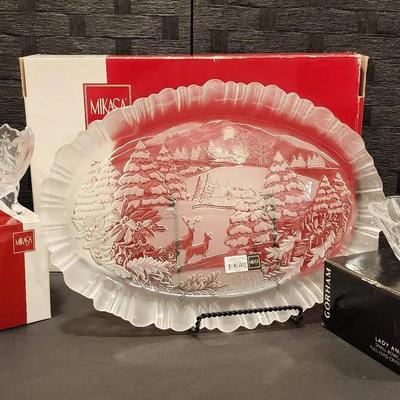 Leaded Crystal Holiday Platter & Candy Bowls