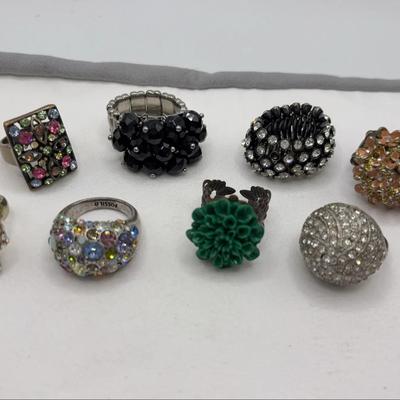 Adjustable Costume Rings, One Betsy Johnson Rhinestone Skull