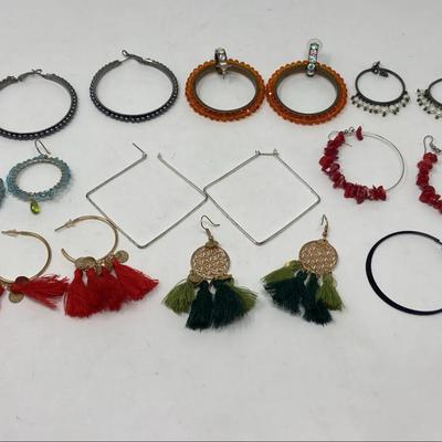 Beaded Hoop Fashion Earrings 