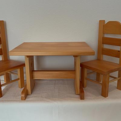 Wooden Doll Table and Chairs 