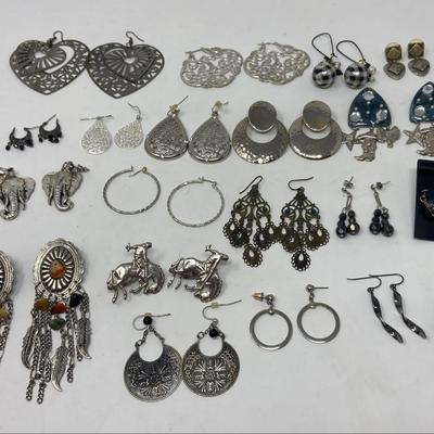 Silver Toned Pierced Earrings