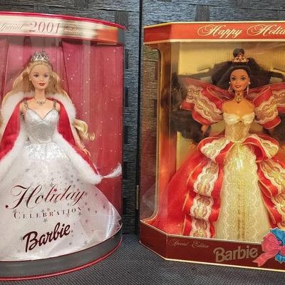 2001 Holiday Celebration Barbie & 1997 Happy Holidays Barbie