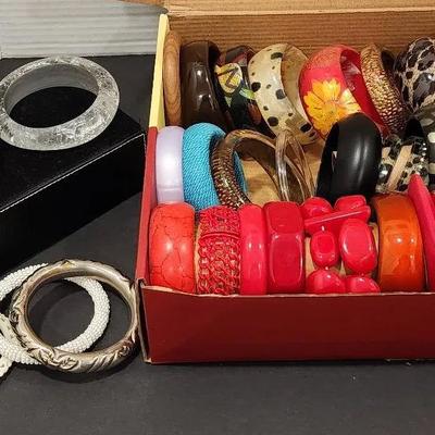 Large Lot Assorted Color Bangle Bracelets