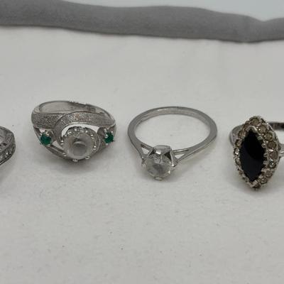 Sterling Rings with Rhinestones 