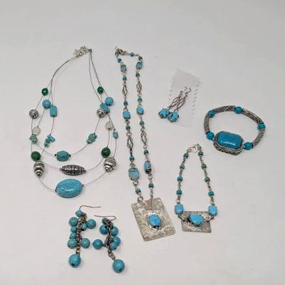 Costume Turquoise Necklaces, Earrings + Bracelets 