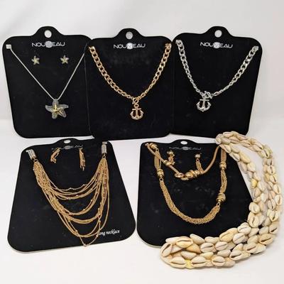 Costume Necklaces By Nouveau & Shell Necklace 