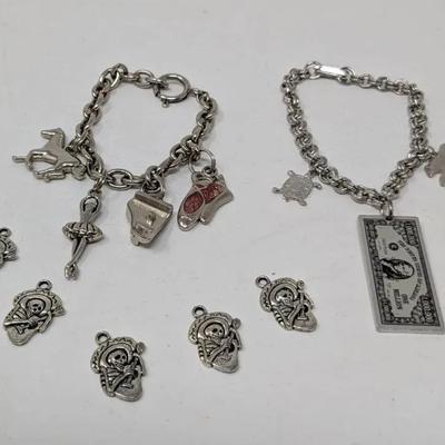 Silver Toned Charm Bracelets 