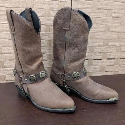 Leather Western boots with Brass Accents, Ladies Size 9