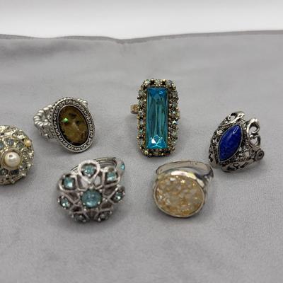 Costume Rings, Colorful Faux Gemstones 