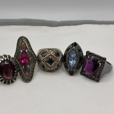 Costume Rings, Marcasite Look and Colorful Faux Gemstones  