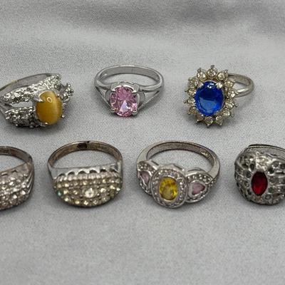 Rings, Some Sterling, with Faux Gemstones