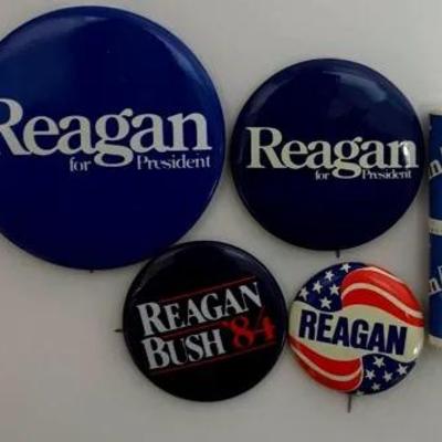 President Reagan Lapel Pins and Stamps 