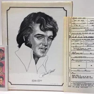 Rare Elvis Presley Memorabilia Set - 1977 Sealed Portrait & Stamp Collection