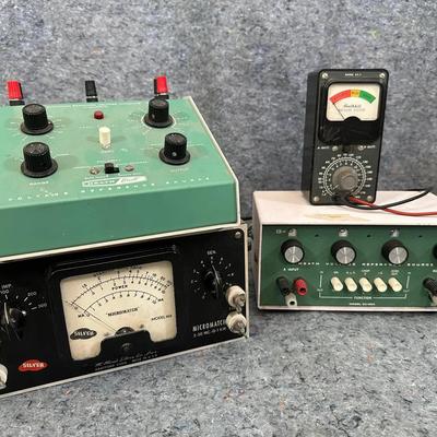 Silver Micromatch 908 RF Power Meter & Heath Reference Source EUW-16A/EU-80 w/ Battery Tester 