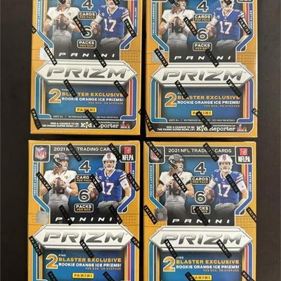 Lot (4) 2021 Prizm Fanatics Football Factory Sealed Blaster Box Jamar Chase RC