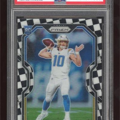2020 Panini Prizm Justin Herbert Black & White Checker PSA 9 SSP Rookie