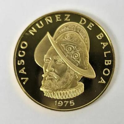 90% Gold 1975 Panama 100 Balboas Coin With COA