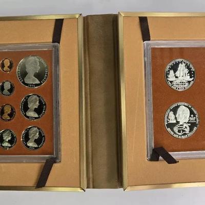1974 Cook Islands 9 Coin Proof Set With 2 Sterling Silver Coins - Lot 1 Of 2