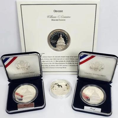 90% Silver Proof Dollar Coins: 1994 (3) & 2001 (1) US Capitol