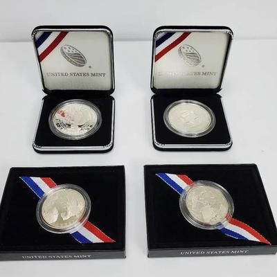 90% Silver Dollar Proof Coins (2) - 2015 US Marshals 25th Anniversary Plus Clad Half Dollars (2)