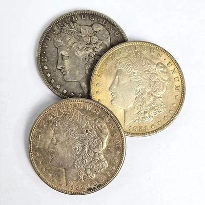90% Silver Morgan Dollars: 1901 O, 1921 S & 1921