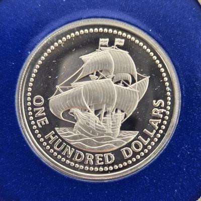 .500 Fine 1975 Barbados $100 Gold Coin With COA