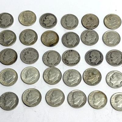90% Silver Roosevelt Dimes - Circulated, $4.00 Face Value