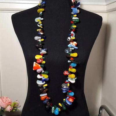 Colorful Art Glass Statement Necklace