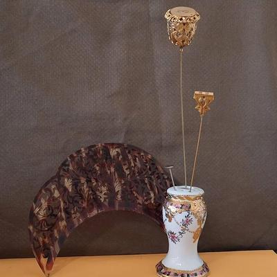 Antique Hatpins and Carved Celluloid Hair Comb Collection