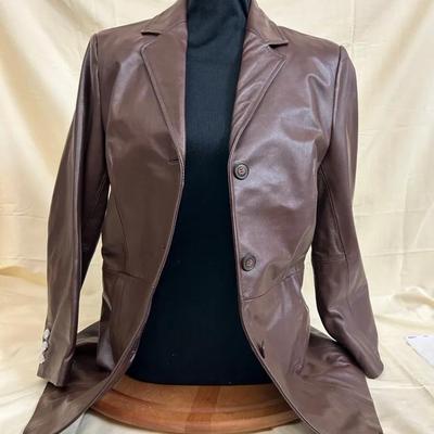 Terry Lewis Classic Luxuries Genuine Leather Blazer – Women’s Size Small – Chocolate Brown