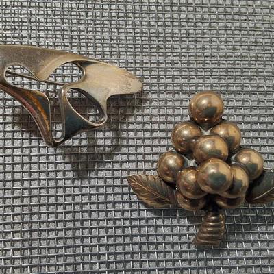 Pair of Vintage Sterling Brooches: Denmark and Mexico