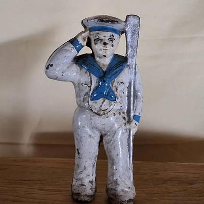 Vintage Cast Iron Sailor Still Bank