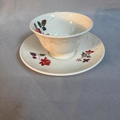 Vintage Wedgwood “Corinthian” Cup & Saucer – Made in England – Floral Embossed Ironstone Beauty! 