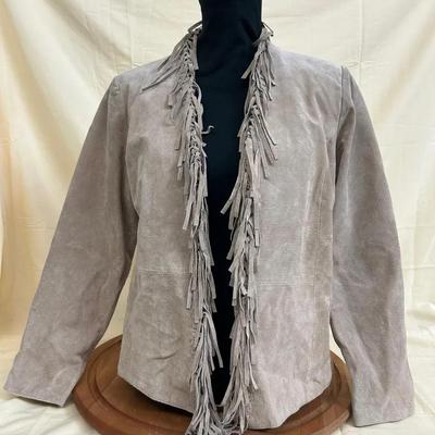 Dialogue 100% Leather Suede Fringe Jacket – Size Small