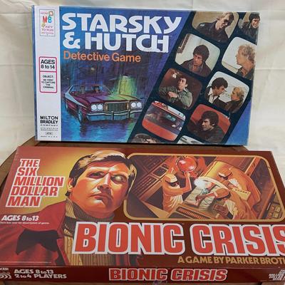 Two vintage 1970s board games: Starsky & Hutch and Bionic Crisis