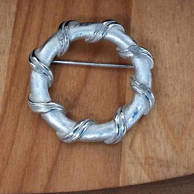 Vintage TRIFARI Silver-Tone Circular Brooch
