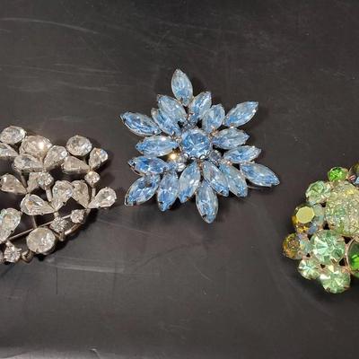 Set of Three Vintage WEISS Rhinestone Brooches