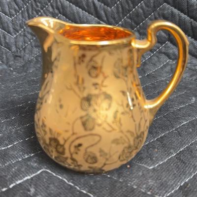 Vtg Osborne Porcelain 22 Kt Gold Hand Decorated Floral Creamer