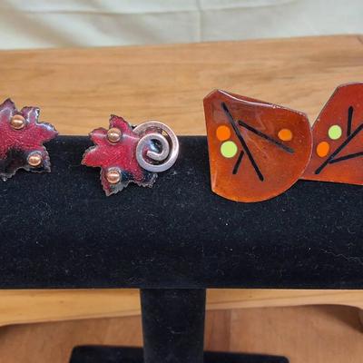 Two Pairs of Vintage Enamel Earrings – Matisse and Modernist Style