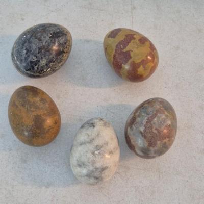Set of 5 Polished Natural Stone Eggs