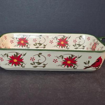 Temp-Tations by Tara Seasonal "Old World Pointsettia" 2-Quart Handled Baker