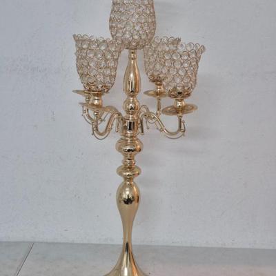 5-Arm Candelabra with Faceted Bead Candle Cups - 15½" Diameter x 35" Tall