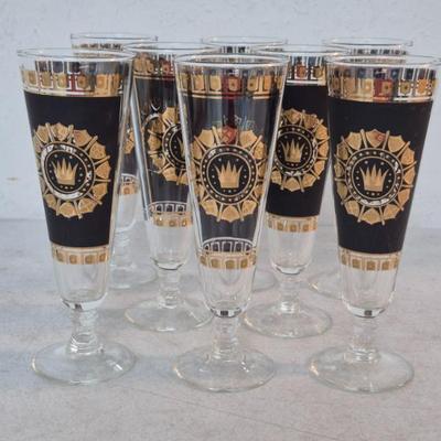 Vintage MCM Royal Crown Regalia Pilsner Glasses - Set of 8