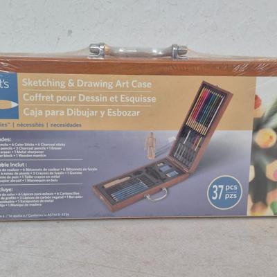 Artist's Loft Sketching & Drawing 37-Piece Art Set in Wooden Case - New