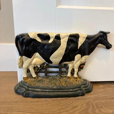 Cast Iron Holstein Cow Door Stopper