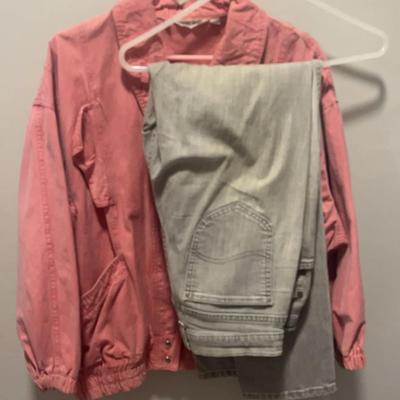 Vintage Salmon Colored Esprit Sports Jacket And Grey Lee Jeans