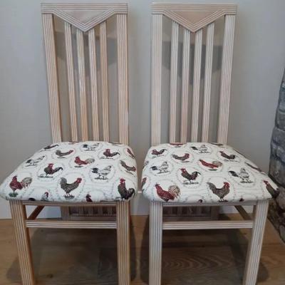 Matching Dining Chairs W/Chicken Fabric